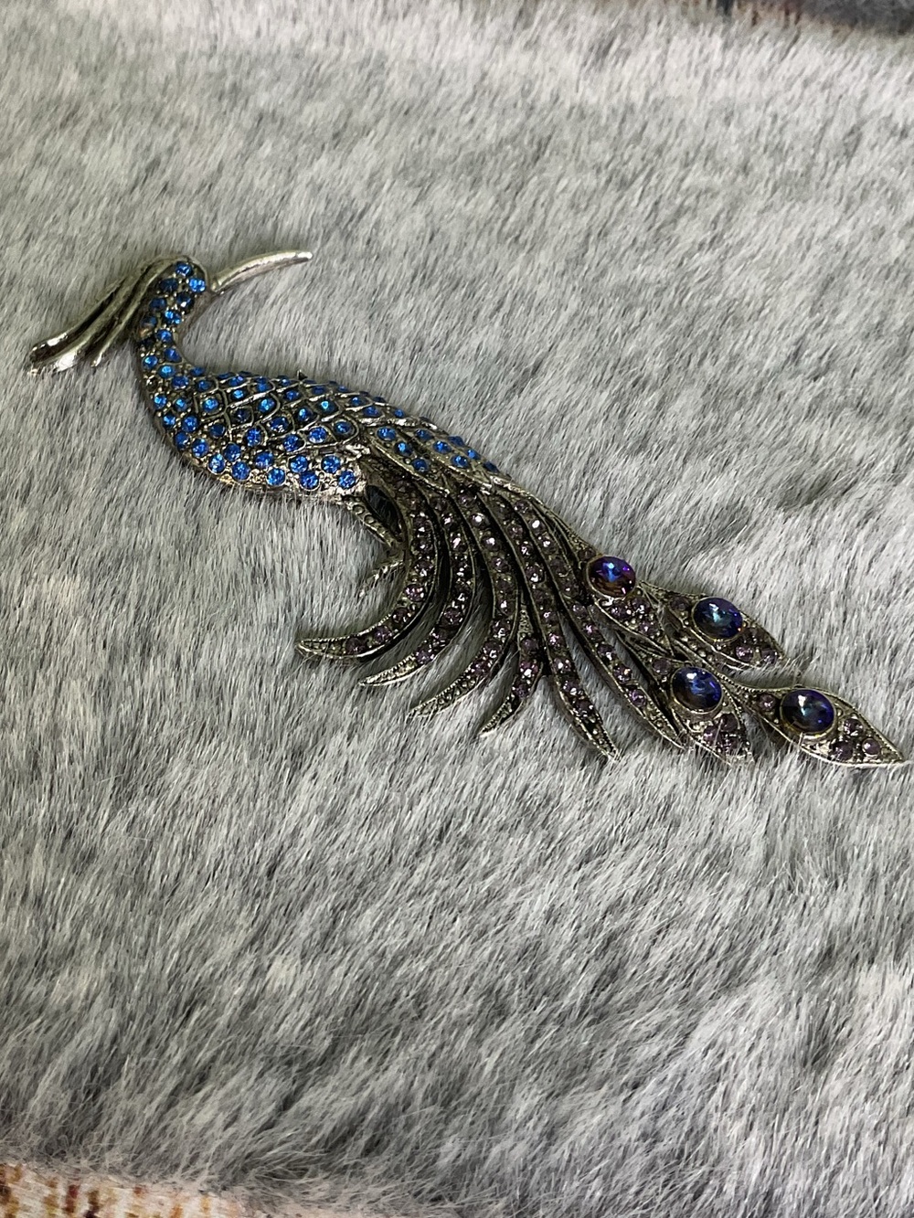 Thelma Deutsch Vintage Rhinestone Peacock Brooch
